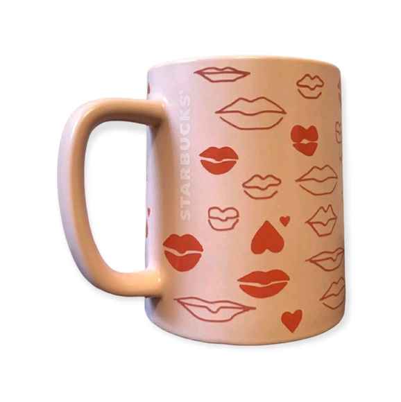 Starbucks Valentine's Day Kiss Hearts Coffee Mug 14 oz NEW Pink Red - Picture 1 of 7